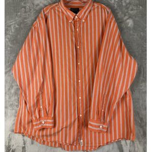 Polo Jeans Co Ralph Lauren Orange Blue Stripe Button Down Shirt Mens 2XL